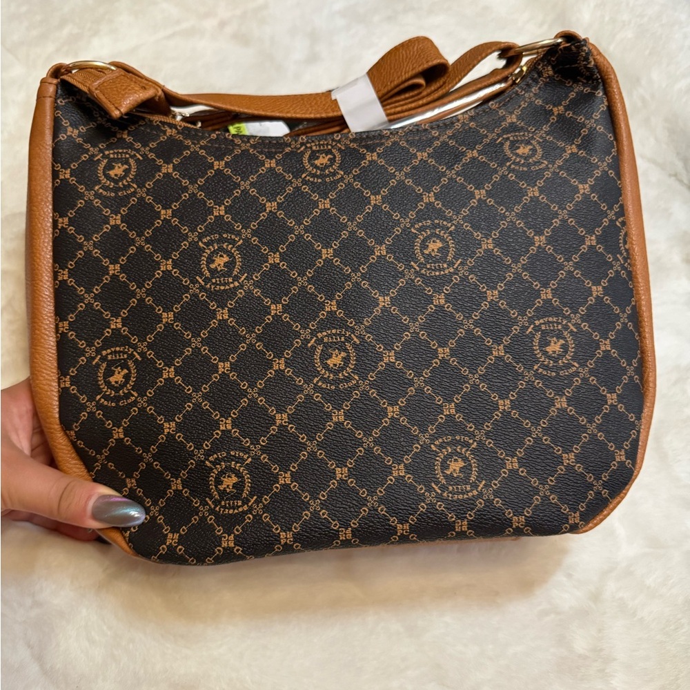 Beverly Hills Polo Club Black and Tan Shoulder Bag - Picture 2 of 7